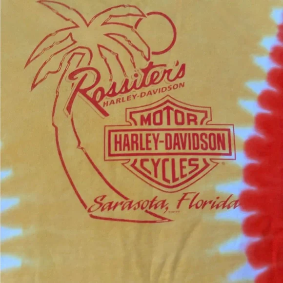 Harley-Davidson Tie Dye Graphic Tee 2004 Rossiter’s Sarasota Florida Women’s S/M - Picture 11 of 11
